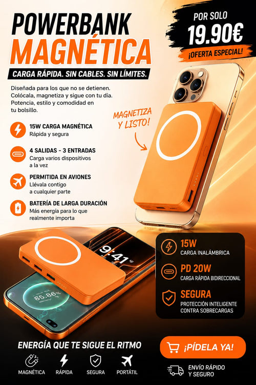 Powerbank Magnética 15W Carga Rápida Inalámbrica
